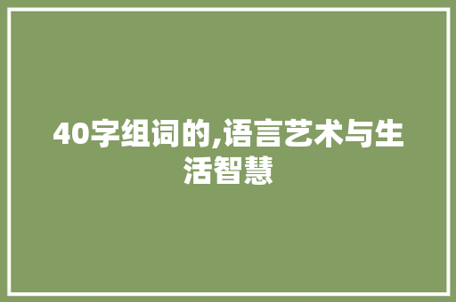 40字组词的,语言艺术与生活智慧