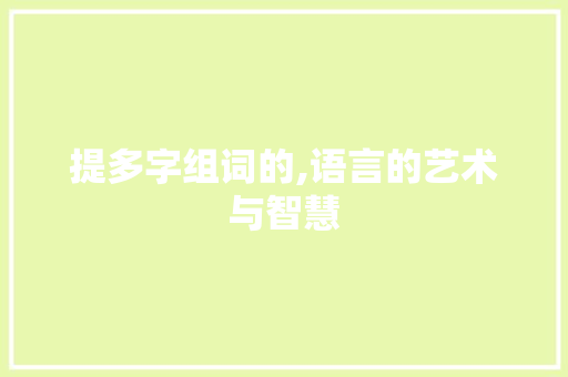 提多字组词的,语言的艺术与智慧
