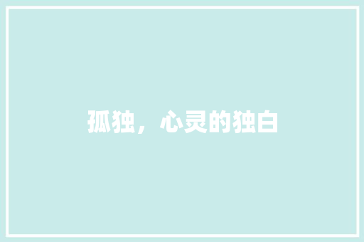 孤独，心灵的独白