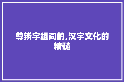 尊辨字组词的,汉字文化的精髓