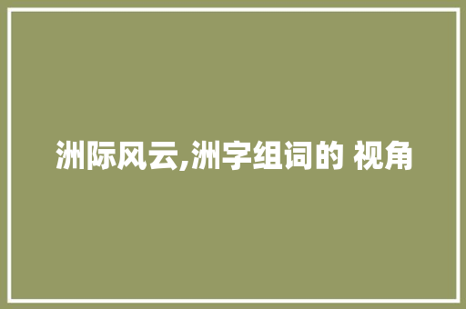 洲际风云,洲字组词的 视角