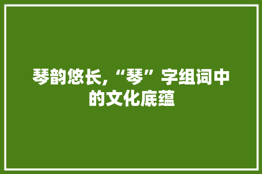 琴韵悠长,“琴”字组词中的文化底蕴