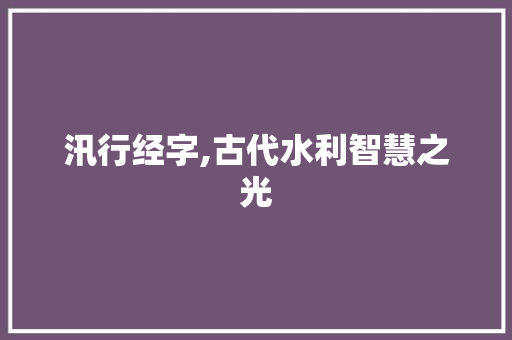 汛行经字,古代水利智慧之光