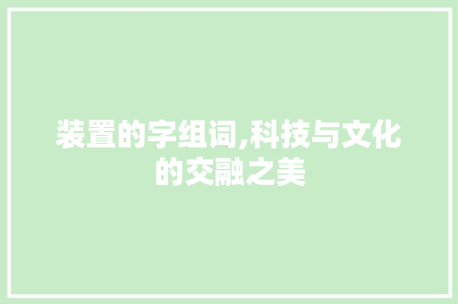 装置的字组词,科技与文化的交融之美