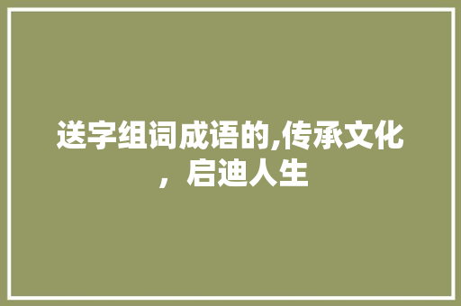 送字组词成语的,传承文化，启迪人生