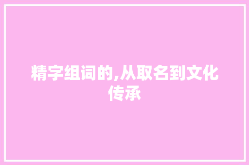 精字组词的,从取名到文化传承