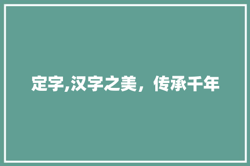 定字,汉字之美，传承千年