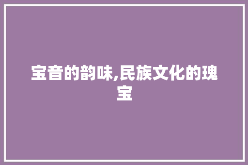 宝音的韵味,民族文化的瑰宝