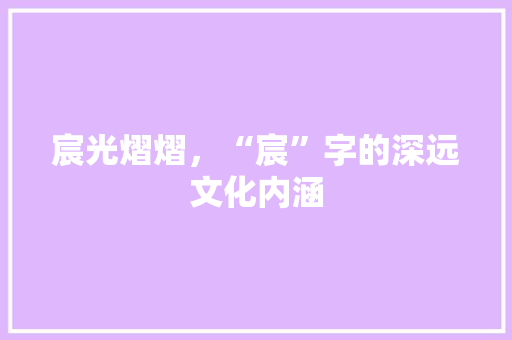 宸光熠熠，“宸”字的深远文化内涵