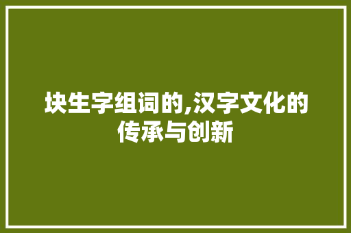 块生字组词的,汉字文化的传承与创新