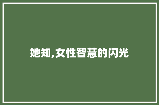 她知,女性智慧的闪光