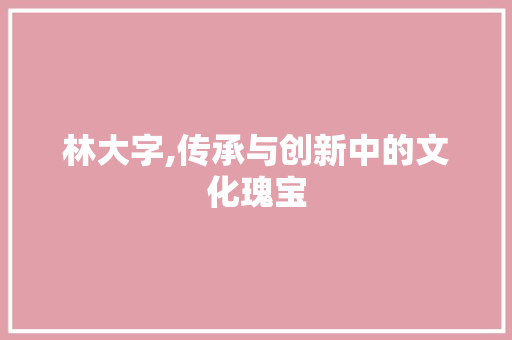 林大字,传承与创新中的文化瑰宝