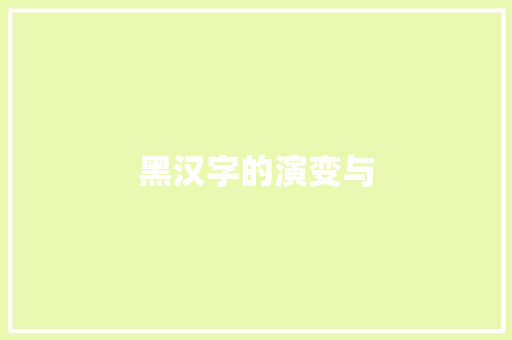 黑汉字的演变与