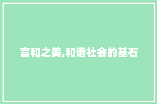 言和之美,和谐社会的基石