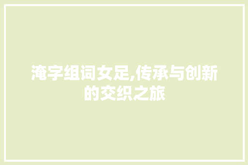 淹字组词女足,传承与创新的交织之旅