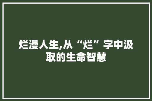 烂漫人生,从“烂”字中汲取的生命智慧