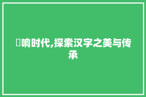 叝响时代,探索汉字之美与传承
