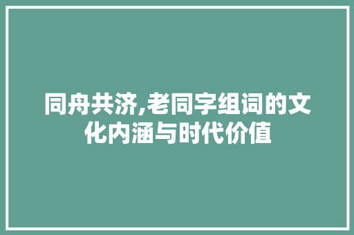 同舟共济,老同字组词的文化内涵与时代价值