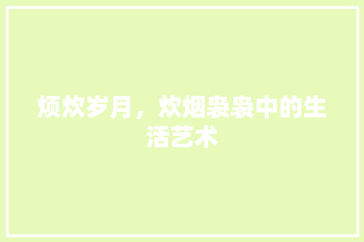 烦炊岁月，炊烟袅袅中的生活艺术