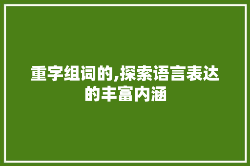 重字组词的,探索语言表达的丰富内涵