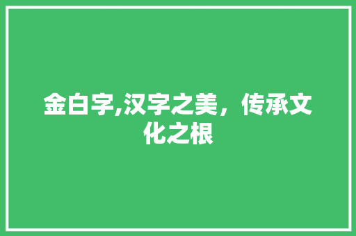 金白字,汉字之美，传承文化之根