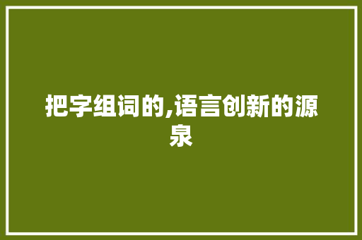 把字组词的,语言创新的源泉