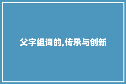 父字组词的,传承与创新