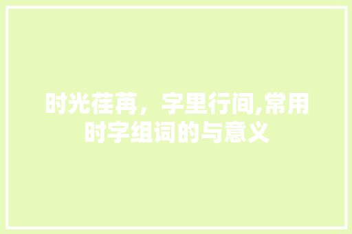 时光荏苒，字里行间,常用时字组词的与意义
