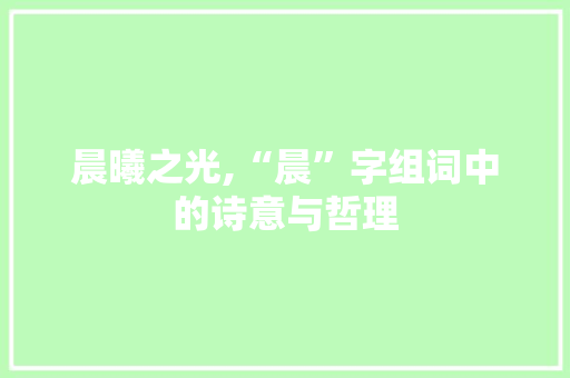 晨曦之光,“晨”字组词中的诗意与哲理
