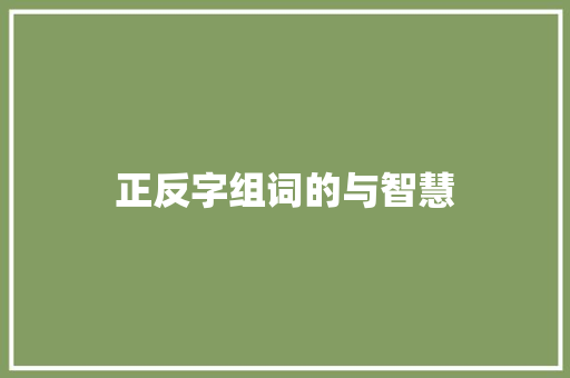 正反字组词的与智慧