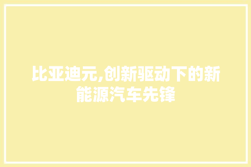 比亚迪元,创新驱动下的新能源汽车先锋