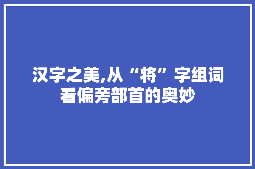 汉字之美,从“将”字组词看偏旁部首的奥妙