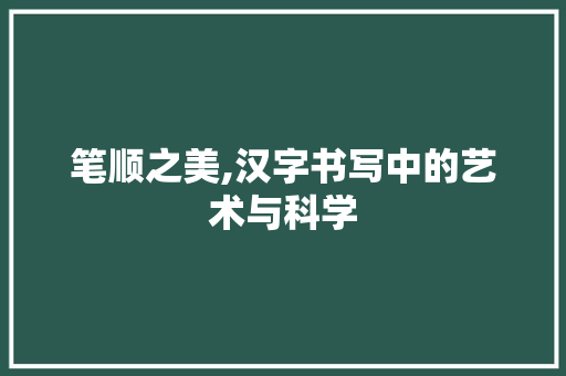 笔顺之美,汉字书写中的艺术与科学