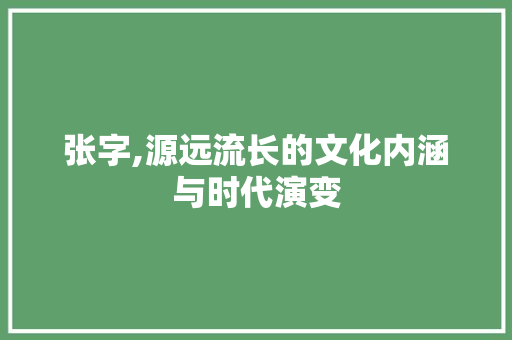 张字,源远流长的文化内涵与时代演变