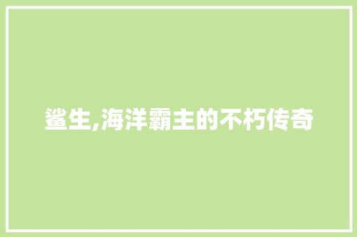 鲨生,海洋霸主的不朽传奇