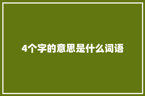 4个字的意思是什么词语