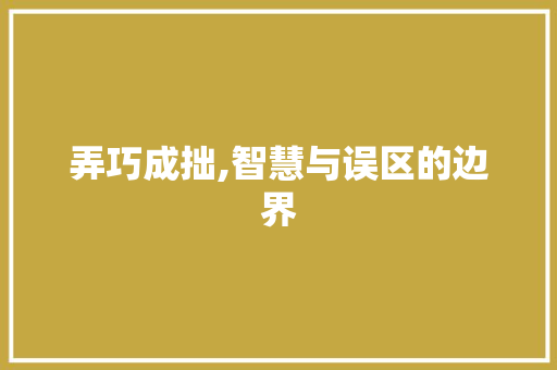 弄巧成拙,智慧与误区的边界