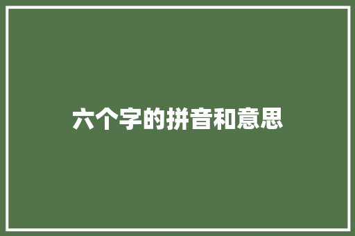 六个字的拼音和意思