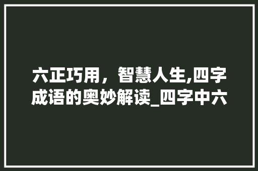 六正巧用,智慧人生,四字成语的奥妙解读_四字中六正是巧的意思 第1张 六正巧用,智慧人生,四字成语的奥妙解读_四字中六正是巧的意思 第1张