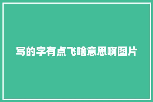 写的字有点飞啥意思啊图片 第1张 写的字有点飞啥意思啊图片 第1张