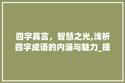 四字真言，智慧之光,浅析四字成语的内涵与魅力_提示四个字的意思的句子