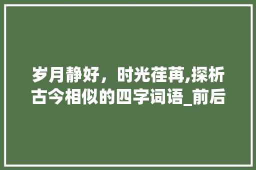 岁月静好，时光荏苒,探析古今相似的四字词语_前后意思相近的4字词语