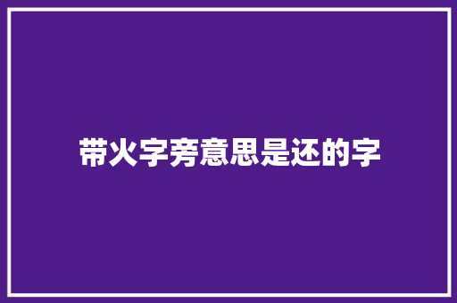 带火字旁意思是还的字
