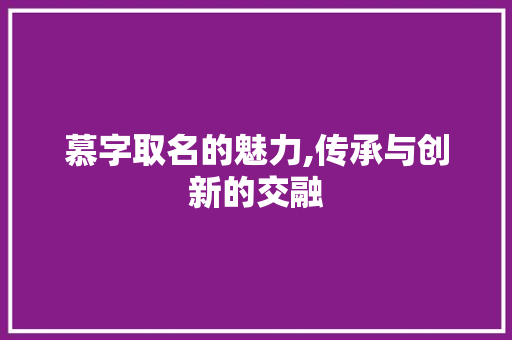 慕字取名的魅力,传承与创新的交融