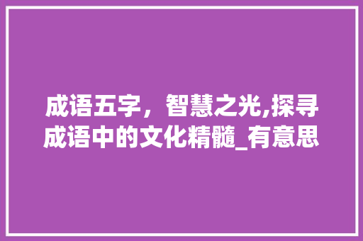 成语五字，智慧之光,探寻成语中的文化精髓_有意思的成语5个字