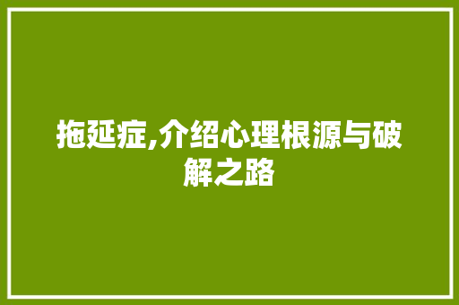 拖延症,介绍心理根源与破解之路