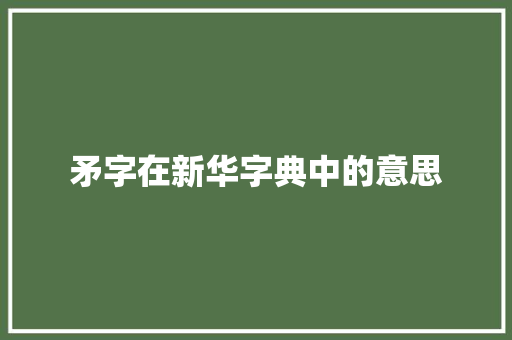 矛字在新华字典中的意思  第1张