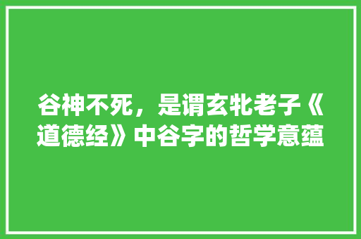谷神不死，是谓玄牝老子《道德经》中谷字的哲学意蕴_道德经中谷字的意思是啥