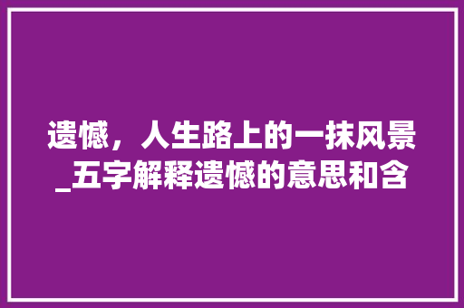 遗憾,人生路上的一抹风景_五字解释遗憾的意思和含义