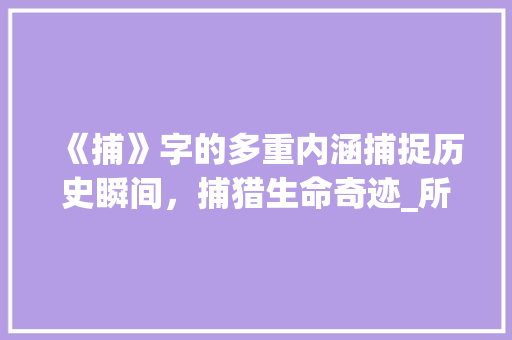 《捕》字的多重内涵捕捉历史瞬间,捕猎生命奇迹_所见中捕字的意思是什么 第1张 《捕》字的多重内涵捕捉历史瞬间,捕猎生命奇迹_所见中捕字的意思是什么 第1张